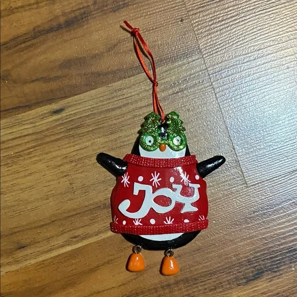 Penguin Christmas ๐ Ornament Wearing A JOY Sweater - Picture 2 of 7